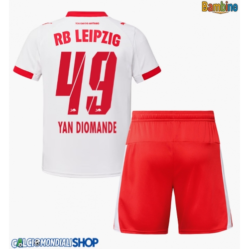 Maglie da calcio RB Leipzig Yan Diomande #49 Prima Maglia Bambino 2025-26 Manica Corta + Pantaloni corti)